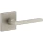 Viaggio Quadrato Right Handed Solid Brass Passage Door Lever Set with Milano Lever and Quadrato Backplate - 2-3/4" Backset Satin Nickel