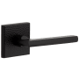 Viaggio Quadrato Hammered Right Handed Solid Brass Passage Door Lever Set with Milano Lever and Quadrato Hammered Backplate - 2-3/4" Backset Satin Black