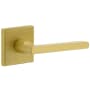 Viaggio Quadrato Hammered Right Handed Solid Brass Passage Door Lever Set with Milano Lever and Quadrato Hammered Backplate - 2-3/4" Backset Satin Brass