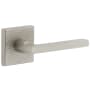 Viaggio Quadrato Hammered Right Handed Solid Brass Passage Door Lever Set with Milano Lever and Quadrato Hammered Backplate - 2-3/4" Backset Satin Nickel