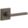 Viaggio Quadrato Hammered Right Handed Solid Brass Passage Door Lever Set with Milano Lever and Quadrato Hammered Backplate - 2-3/4" Backset Titanium Gray