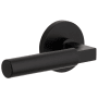 Viaggio Circolo Left Handed Solid Brass Passage Door Lever Set with Contempo Lever and Circolo Rosette - 2-3/4" Backset Satin Black