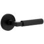Viaggio Circolo Hammered Right Handed Solid Brass Passage Door Lever Set with Contempo Lever and Circolo Hammered Rosette - 2-3/4" Backset Satin Black
