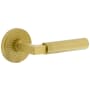 Viaggio Circolo Hammered Right Handed Solid Brass Passage Door Lever Set with Contempo Lever and Circolo Hammered Rosette - 2-3/4" Backset Satin Brass