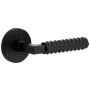 Viaggio Circolo Hammered Right Handed Solid Brass Passage Door Lever Set with Contempo Rebar Lever and Circolo Hammered Rosette - 2-3/4" Backset Satin Black