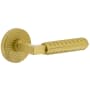 Viaggio Circolo Hammered Right Handed Solid Brass Passage Door Lever Set with Contempo Rebar Lever and Circolo Hammered Rosette - 2-3/4" Backset Satin Brass