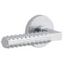 Viaggio Motivo Left Handed Solid Brass Passage Door Lever Set with Contempo Rebar Lever and Circolo Linen Rosette - 2-3/4" Backset Bright Chrome