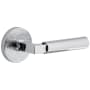 Viaggio Motivo Right Handed Solid Brass Passage Door Lever Set with Contempo Lever and Circolo Linen Rosette - 2-3/4" Backset Bright Chrome