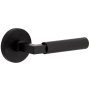 Viaggio Motivo Right Handed Solid Brass Passage Door Lever Set with Contempo Lever and Circolo Linen Rosette - 2-3/4" Backset Satin Black