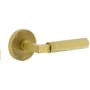 Viaggio Motivo Right Handed Solid Brass Passage Door Lever Set with Contempo Lever and Circolo Linen Rosette - 2-3/4" Backset Satin Brass