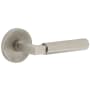 Viaggio Motivo Right Handed Solid Brass Passage Door Lever Set with Contempo Lever and Circolo Linen Rosette - 2-3/4" Backset Satin Nickel