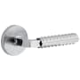 Viaggio Motivo Right Handed Solid Brass Passage Door Lever Set with Contempo Rebar Lever and Circolo Linen Rosette - 2-3/4" Backset Bright Chrome