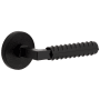 Viaggio Motivo Right Handed Solid Brass Passage Door Lever Set with Contempo Rebar Lever and Circolo Linen Rosette - 2-3/4" Backset Satin Black