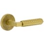 Viaggio Motivo Right Handed Solid Brass Passage Door Lever Set with Contempo Rebar Lever and Circolo Linen Rosette - 2-3/4" Backset Satin Brass