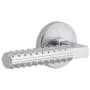 Viaggio Motivo Left Handed Solid Brass Passage Door Lever Set with Contempo Rebar Lever and Circolo Leather Rosette - 2-3/8" Backset Bright Chrome