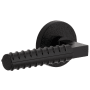 Viaggio Motivo Left Handed Solid Brass Passage Door Lever Set with Contempo Rebar Lever and Circolo Leather Rosette - 2-3/8" Backset Satin Black