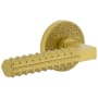 Viaggio Motivo Left Handed Solid Brass Passage Door Lever Set with Contempo Rebar Lever and Circolo Leather Rosette - 2-3/8" Backset Satin Brass
