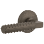Viaggio Motivo Left Handed Solid Brass Passage Door Lever Set with Contempo Rebar Lever and Circolo Leather Rosette - 2-3/8" Backset Titanium Gray