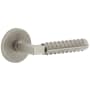 Viaggio Motivo Right Handed Solid Brass Passage Door Lever Set with Contempo Rebar Lever and Circolo Leather Rosette - 2-3/8" Backset Satin Nickel