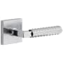 Viaggio Motivo Right Handed Solid Brass Passage Door Lever Set with Contempo Rebar Lever and Quadrato Leather Backplate - 2-3/4" Backset Bright Chrome