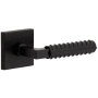 Viaggio Motivo Right Handed Solid Brass Passage Door Lever Set with Contempo Rebar Lever and Quadrato Leather Backplate - 2-3/4" Backset Satin Black