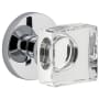 Viaggio Circolo Solid Brass Privacy Door Knob Set with Quadrato Crystal Knob and Circolo Rosette - 2-3/8" Backset Bright Chrome