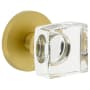 Viaggio Circolo Solid Brass Privacy Door Knob Set with Quadrato Crystal Knob and Circolo Rosette - 2-3/8" Backset Satin Brass