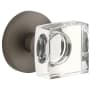 Viaggio Circolo Solid Brass Privacy Door Knob Set with Quadrato Crystal Knob and Circolo Rosette - 2-3/8" Backset Titanium Gray