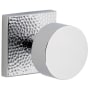 Viaggio Quadrato Hammered Solid Brass Privacy Door Knob Set with Circolo Brass Knob and Quadrato Hammered Backplate - 2-3/8" Backset Bright Chrome