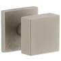 Viaggio Motivo Solid Brass Privacy Door Knob Set with Quadrato Brass Knob and Linen Backplate - 2-3/8" Backset Satin Nickel