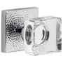 Viaggio Quadrato Hammered Solid Brass Privacy Door Knob Set with Square Crystal Knob and Square Backplate - 2-3/8" Backset Bright Chrome