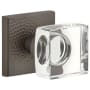 Viaggio Quadrato Hammered Solid Brass Privacy Door Knob Set with Square Crystal Knob and Square Backplate - 2-3/8" Backset Titanium Gray