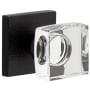 Viaggio Motivo Solid Brass Privacy Door Knob Set with Quadrato Crystal Knob and Leather Backplate - 2-3/8" Backset Satin Black
