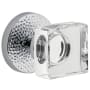 Viaggio Circolo Hammered Solid Brass Privacy Door Knob Set with Quadrato Crystal Knob and Hammered Rosette - 2-3/4" Backset Bright Chrome