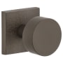 Viaggio Motivo Solid Brass Privacy Door Knob Set with Circolo Brass Knob and Quadrato Linen Backplate - 2-3/4" Backset Titanium Gray