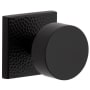 Viaggio Quadrato Hammered Solid Brass Privacy Door Knob Set with Circolo Brass Knob and Square Hammered Backplate - 2-3/4" Backset Satin Black