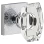Viaggio Motivo Solid Brass Privacy Door Knob Set with Stella Crystal Knob and Quadrato Leather Backplate - 2-3/4" Backset Bright Chrome