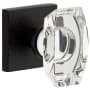 Viaggio Motivo Solid Brass Privacy Door Knob Set with Stella Crystal Knob and Quadrato Leather Backplate - 2-3/4" Backset Satin Black