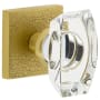 Viaggio Motivo Solid Brass Privacy Door Knob Set with Stella Crystal Knob and Quadrato Leather Backplate - 2-3/4" Backset Satin Brass