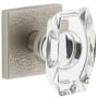 Viaggio Motivo Solid Brass Privacy Door Knob Set with Stella Crystal Knob and Quadrato Leather Backplate - 2-3/4" Backset Satin Nickel