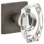Viaggio Motivo Solid Brass Privacy Door Knob Set with Stella Crystal Knob and Quadrato Leather Backplate - 2-3/4" Backset Titanium Gray