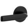 Viaggio Circolo Left Handed Solid Brass Privacy Door Lever Set with Bella Lever and Circolo Rosette - 2-3/8" Backset Satin Black