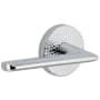Viaggio Circolo Hammered Left Handed Solid Brass Privacy Door Lever Set with Brezza Lever and Circolo Hammered Rosette - 2-3/8" Backset Bright Chrome