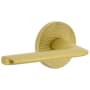 Viaggio Circolo Hammered Left Handed Solid Brass Privacy Door Lever Set with Brezza Lever and Circolo Hammered Rosette - 2-3/8" Backset Satin Brass