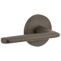 Viaggio Circolo Hammered Left Handed Solid Brass Privacy Door Lever Set with Brezza Lever and Circolo Hammered Rosette - 2-3/8" Backset Titanium Gray