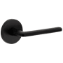 Viaggio Circolo Right Handed Solid Brass Privacy Door Lever Set with Brezza Lever and Circolo Rosette - 2-3/8" Backset Satin Black