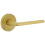 Viaggio Circolo Hammered Right Handed Solid Brass Privacy Door Lever Set with Brezza Lever and Circolo Hammered Rosette - 2-3/8" Backset Satin Brass
