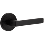 Viaggio Motivo Right Handed Solid Brass Privacy Door Lever Set with Lusso Lever and Circolo Leather Rosette - 2-3/8" Backset Satin Black