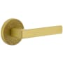 Viaggio Motivo Right Handed Solid Brass Privacy Door Lever Set with Lusso Lever and Circolo Leather Rosette - 2-3/8" Backset Satin Brass