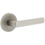 Viaggio Motivo Right Handed Solid Brass Privacy Door Lever Set with Lusso Lever and Circolo Leather Rosette - 2-3/8" Backset Satin Nickel